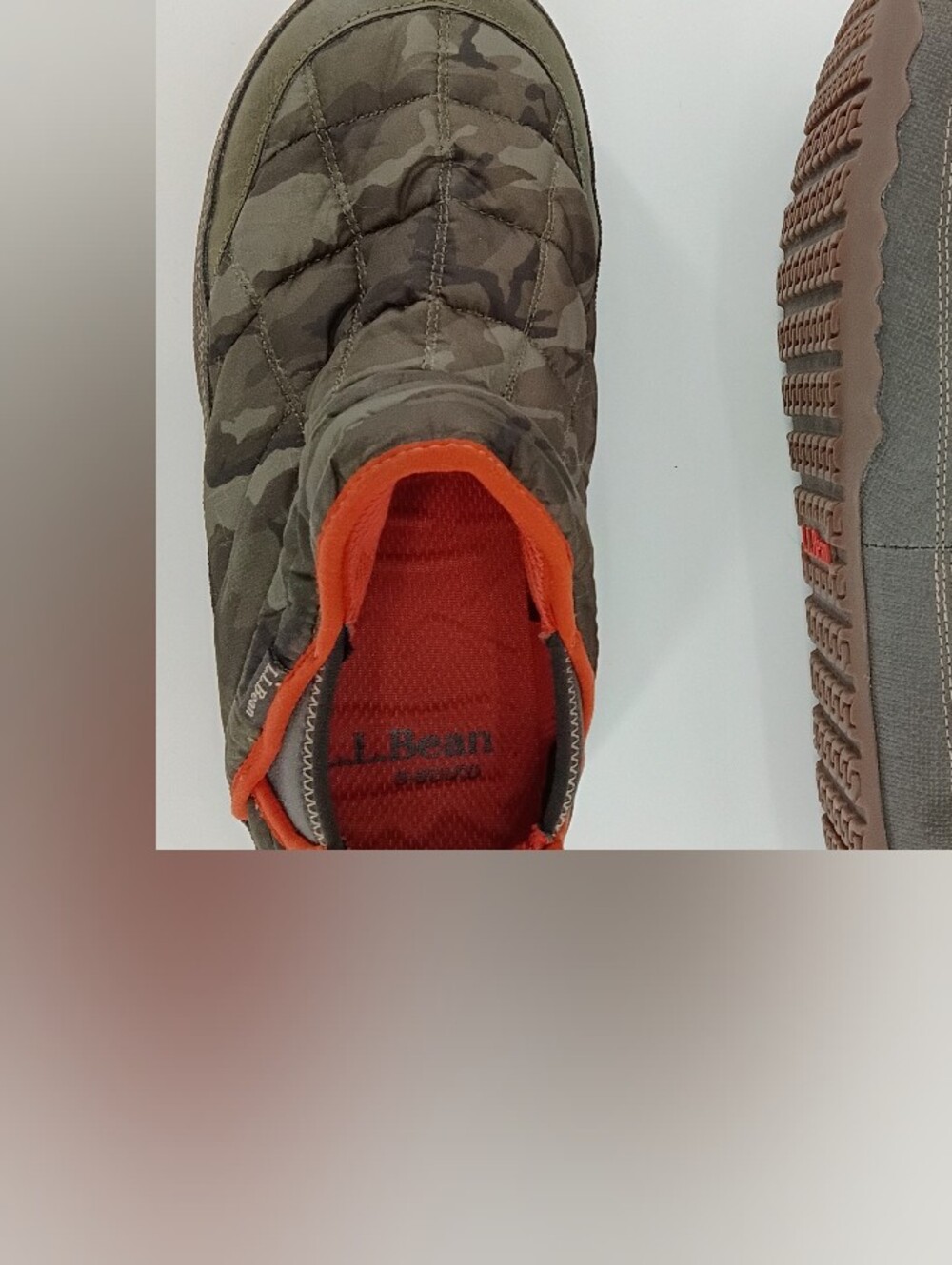 L.L. Bean Men's Quilted Puffer Booties US 9 Camo Orange Gorpcore Cozy Cabincore - Picture 6 of 9